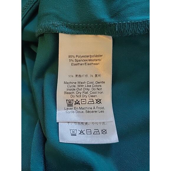 DKNY Teal Green Short Sleeve Ruched V Neck Stretch Career Blouse Womens Plus XXL - Picture 12 of 12